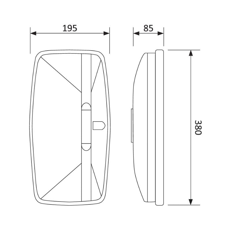 Britax 380mm Flat Glass Mirror Head Suits Japanese Style Trucks - 147380F