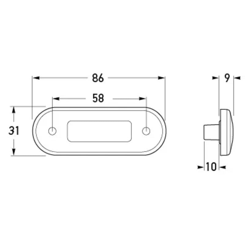 Hella DuraLED Flush Mount Rear Position End Outline Lamp - 2310SHE
