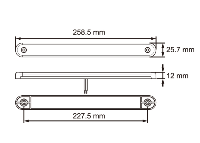 Lucidity Thin Surface Mount LED Stop/Tail Lamp dimensions