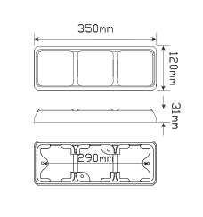 LED Autolamps 100BARWM dimensions