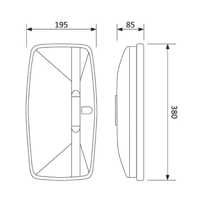 Britax 380mm Flat Glass Mirror Head Suits Japanese Style Trucks - 147380F