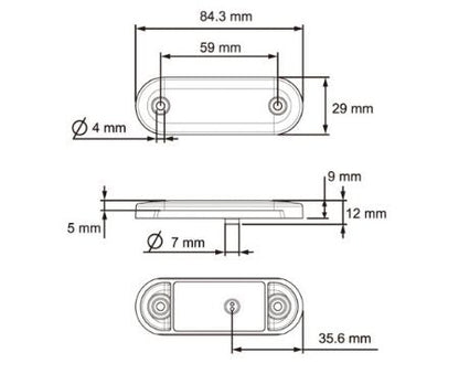 Lucidity Slim Line LED Red Rear Marker Lamp - Premium Black Series