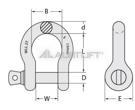 Austlift Screw Type Bow Shackles - Grade S