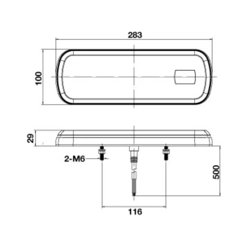 Roadvision Rectangle Stop/Tail/ Sequential Ind & Rev Lamp - BR280ARW