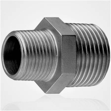 Steel Unequal Hex Nipple Imperial NPT to Metric Thread